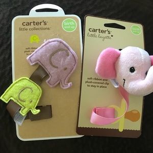 Elephant girl pacifier clips from Carters 🐘